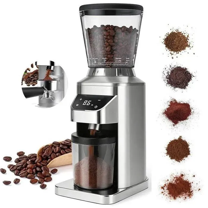 Moulin à Café Électrique Écran Tactile LCD 34 Niveaux de Mouture Pour Espresso Filtre French Press