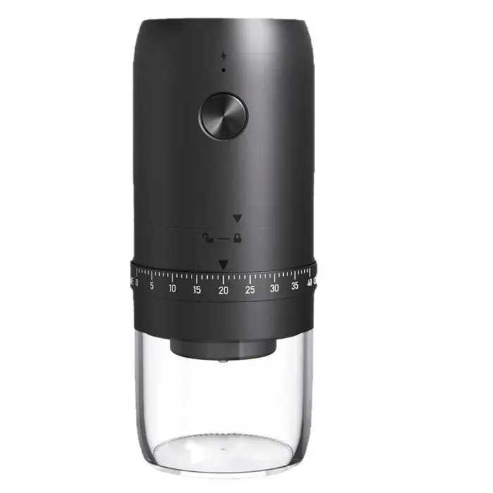 Moulin à café électrique noir meule céramique compact broyeur grains pour bureau voyage camping mouture café frais