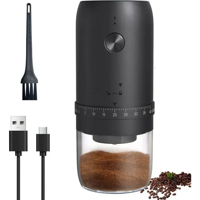 Moulin à Café Électrique - - Portable - 40 Réglages - Rechargeable - Meules en Céramique ENEVAOCT