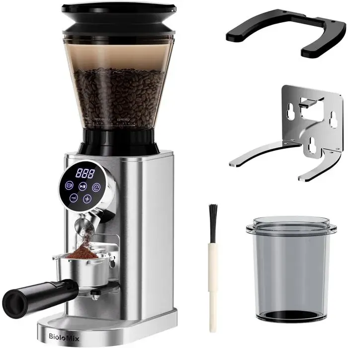 Moulin À Café Électrique Professionnel Avec Broyeur Conique 48 Réglages De MoutureCompatible Portafiltres 51-53Mm 58MmConteneur