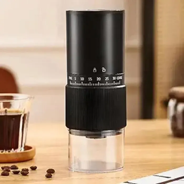 Moulin à café électrique silencieux réglable avec lames inox - - Portable pour maison et voyages - Noir