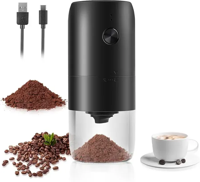 Moulin à Café Electrique USB Rechargeable Moulin a Cafe Rugosité Réglable Broyeur Café Portable Moulin à Café — coloris Noire