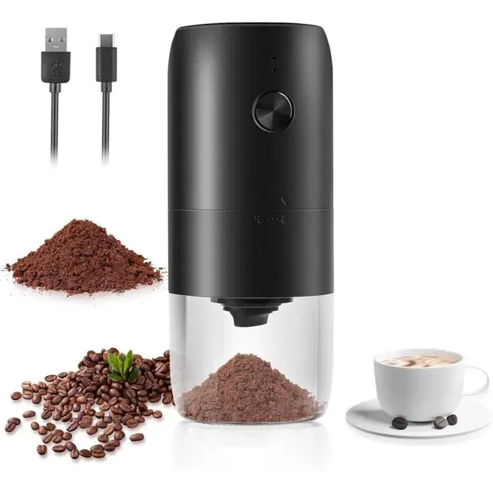 Moulin à Café Electrique USB Rechargeable Moulin a Cafe Rugosité Réglable Broyeur Café Portable Moulin à Café