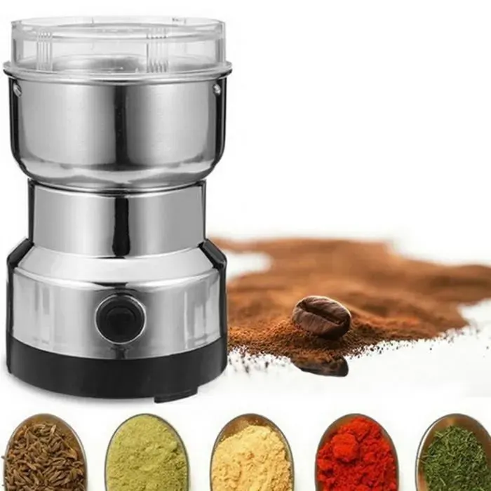 Moulin à café et mixeur électrique broyeur pour grains de café graine de lin et autres épices - inox #26@ — coloris Argent