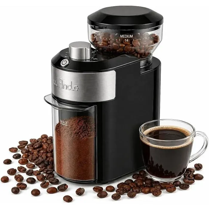 Moulin à Café – Moulin à café électrique réglable avec 28 niveaux de mouture - mouture précise pour 2-12 tasses - Pour Espresso