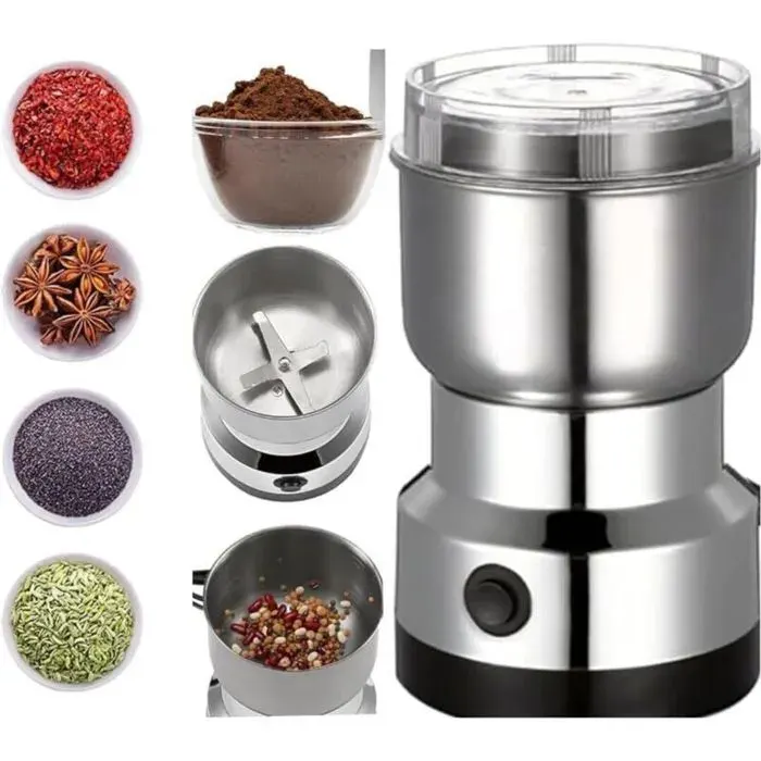 Moulin à café multifonctionnel broyeur avec lames en acier inoxydable adapté aux grains de café aux noix de lin au poivre