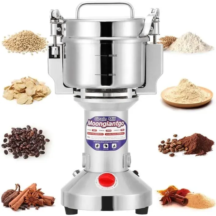 Moulin à céréales électrique - GENERIC - Moongiantgo - 500 g - 2500 W - Acier inoxydable
