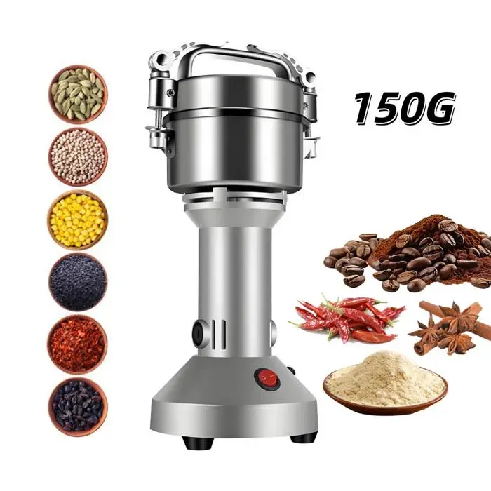 Moulin à grains - 1400W - Moulin à Café Électrique - Broyeur à herbes - Acier inox - 27000 tr/min - Multifonctionnel - Capacité 150g