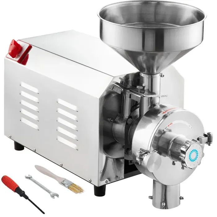 Moulin à Grains Électrique pour Soja -VEVOR-3000 W-4 Disques Bouton de Finesse 3 grattoirs - Épices Herbes Poivres Maïs Arachides