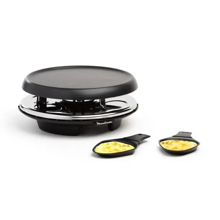 Moulinex Accessimo 3 fonctions Raclette Plancha Crêpier 6 coupelles Plaque amovible antiadhésive Noir RE151812