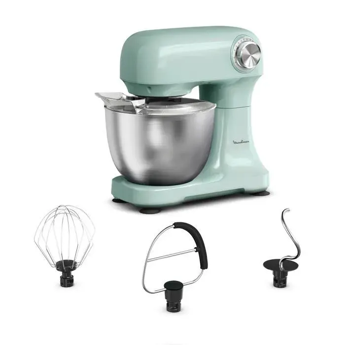 Moulinex Bake easy Robot pâtissier compact utilisation facile Fouet batteur et crochet petrin QA1403F0