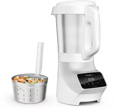 Moulinex - Blender Chauffant Soup Et Plus Lm926b00 Blanc 2l + Bol Vapeur