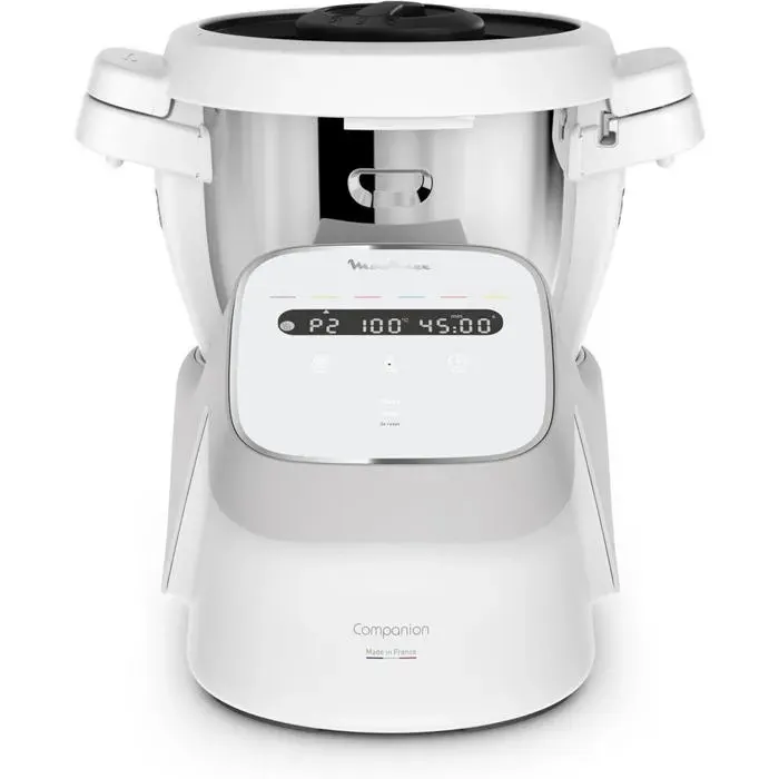 Moulinex Companion HF8408F1 - Robot cuiseur 3L 14 fonctions silencieux capacité 10 personnes gris