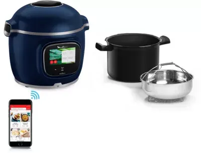 Moulinex - Cookeo Ce943410 Bleu Touch Wifi Pro Balance Integrée 6 L, 13 Modes De Cuisson, 250 Recettes