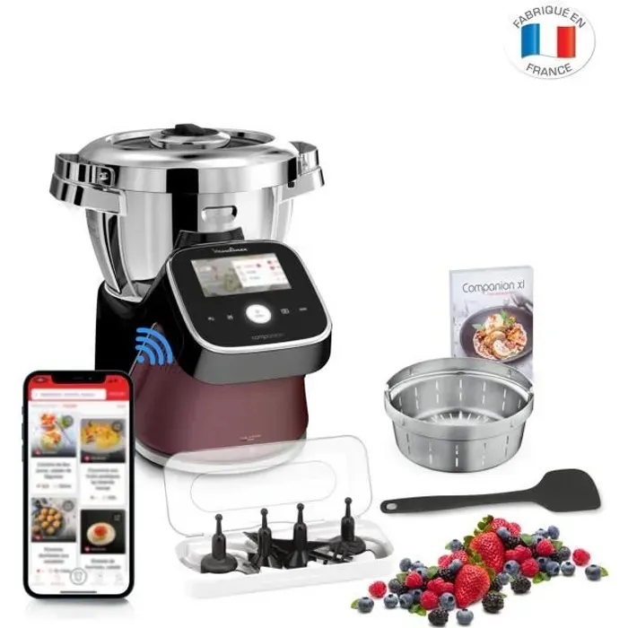 MOULINEX HF93E610 i-Companion Touch Pro Robot cuiseur Balance intégrée 17 programmes Application exclusive Recettes illimitées
