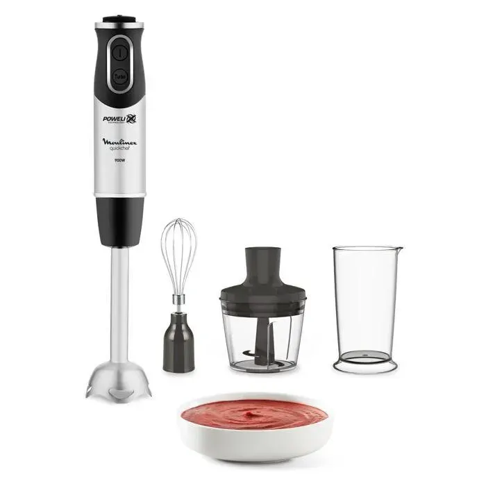 Moulinex Pied mixeur 3-en-1 4 lames 10 vitesses 1000W Quickchef DD655811