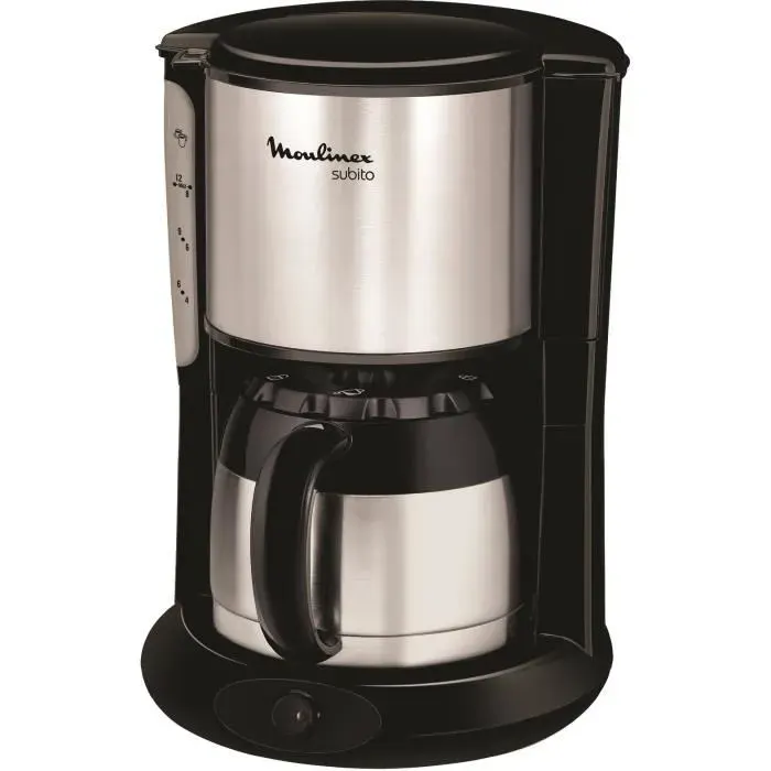 MOULINEX Subito Inox Cafetière filtre isotherme 09 L 8 à 12 tasses Maintien au chaud 4 h Système anti-goutte FT360811