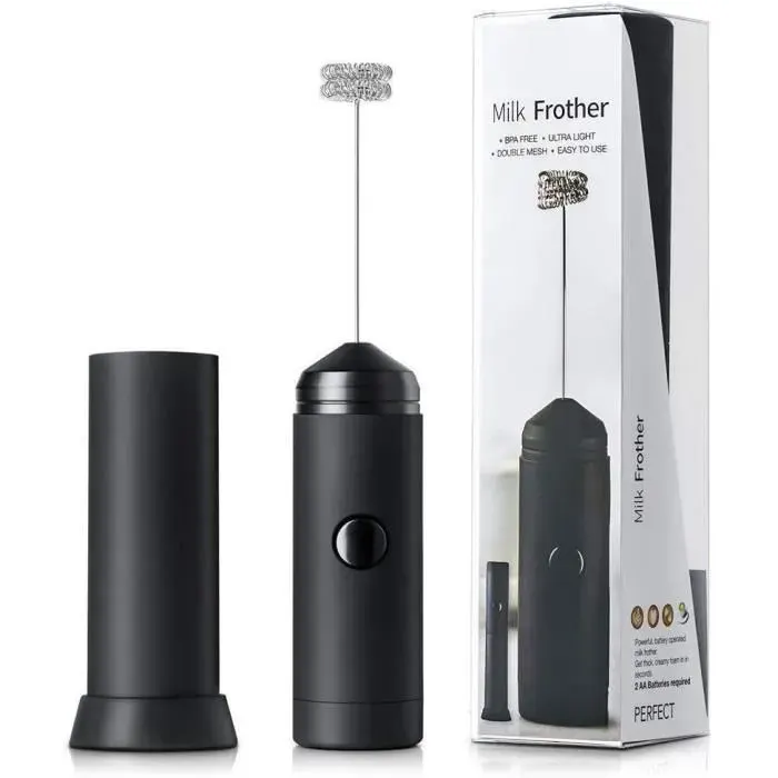 Mousseur à Lait - AMOUNE - Mini Batteur Électrique - Noir - Alimentation Batterie - Multifonctionnel
