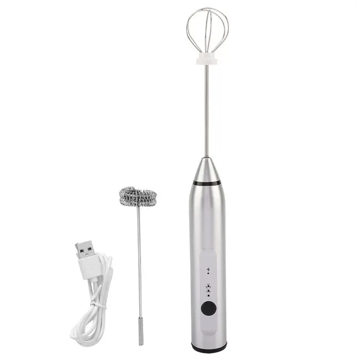 Mousseur à lait - Argent - Batteur 2 en 1 - ABS - Portable - Chargement USB