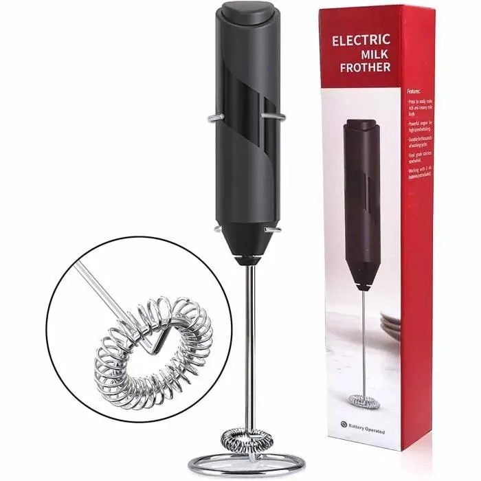 Mousseur à Lait - AUDBURN - Noir - Acier inoxydable - 19 000 tr/min - Alimentation 2 piles AA