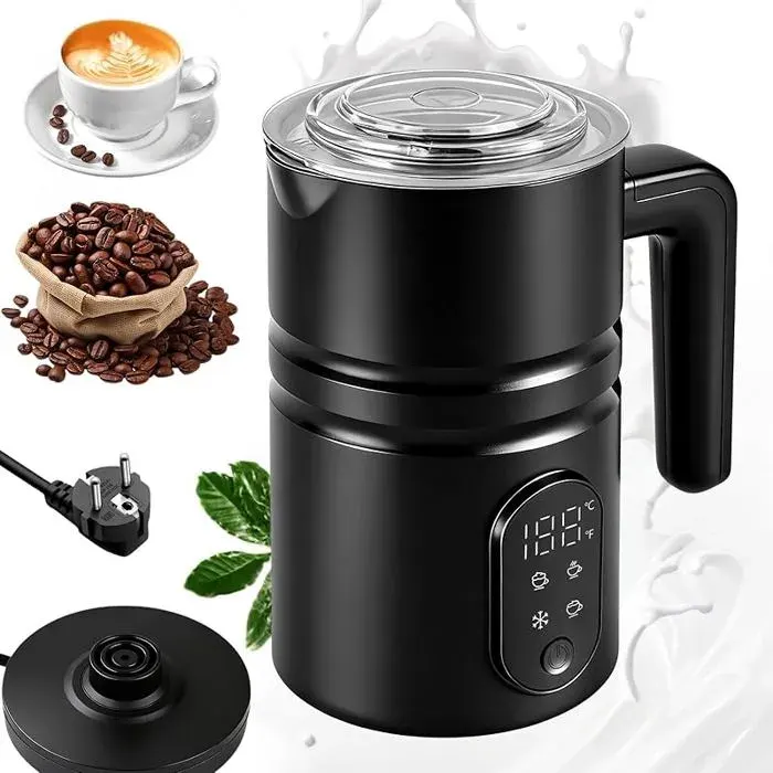 Mousseur à Lait Électrique 5-en-1 Chauffe-lait avec Affichage Température Celsius Fahrenheit 350ML Mousseur à MOUSSEUR A LAIT