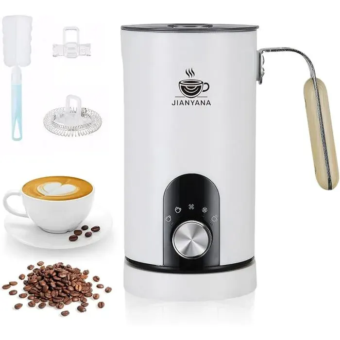 Mousseur à lait électrique 5 en 1mousseur à lait automatique chaud froid chauffe-lait chocolat chaudGrande Blanc MOUSSEUR A LAIT
