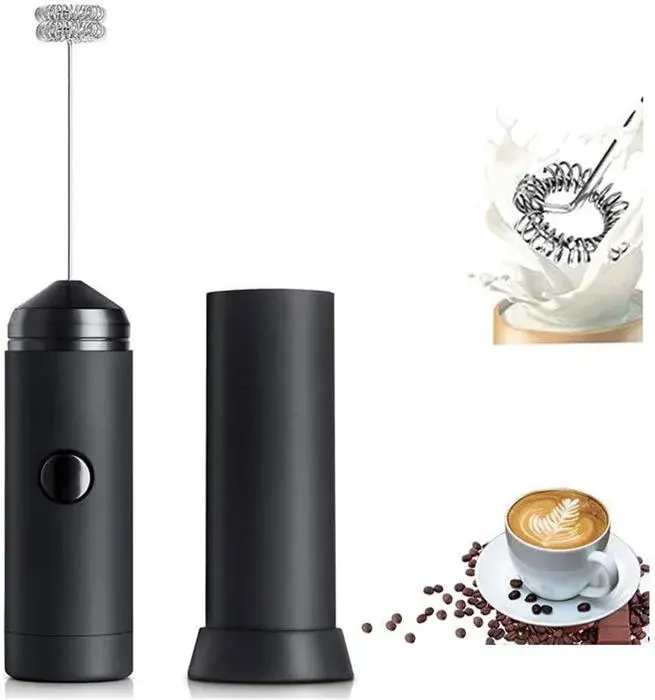 Mousseur à lait électrique avec fouet en acier inoxydable parfait pour café cappuccino et battage des œufs