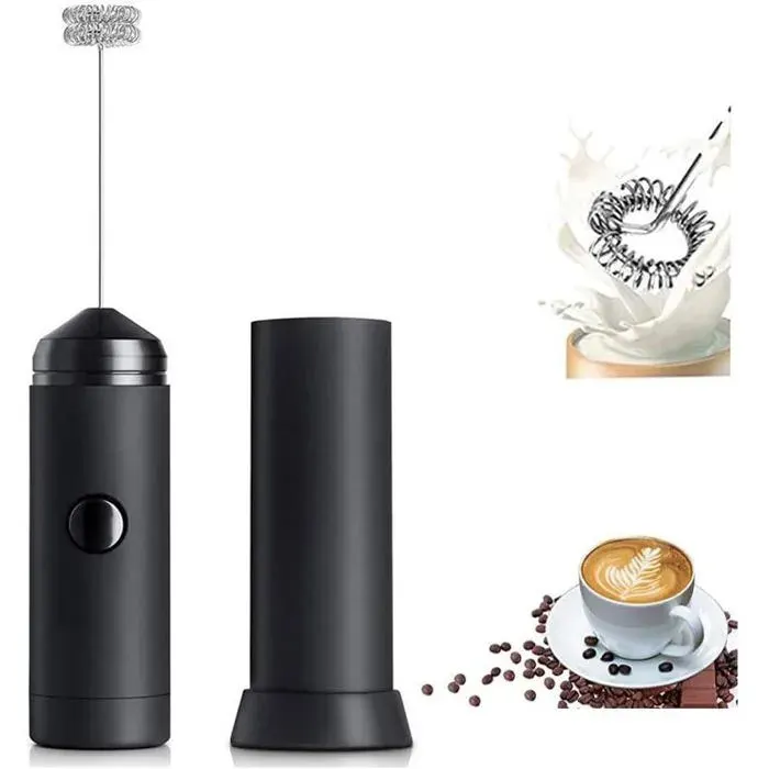 Mousseur à lait électrique avec fouet en acier inoxydable parfait pour café cappuccino et battage des œufs Label