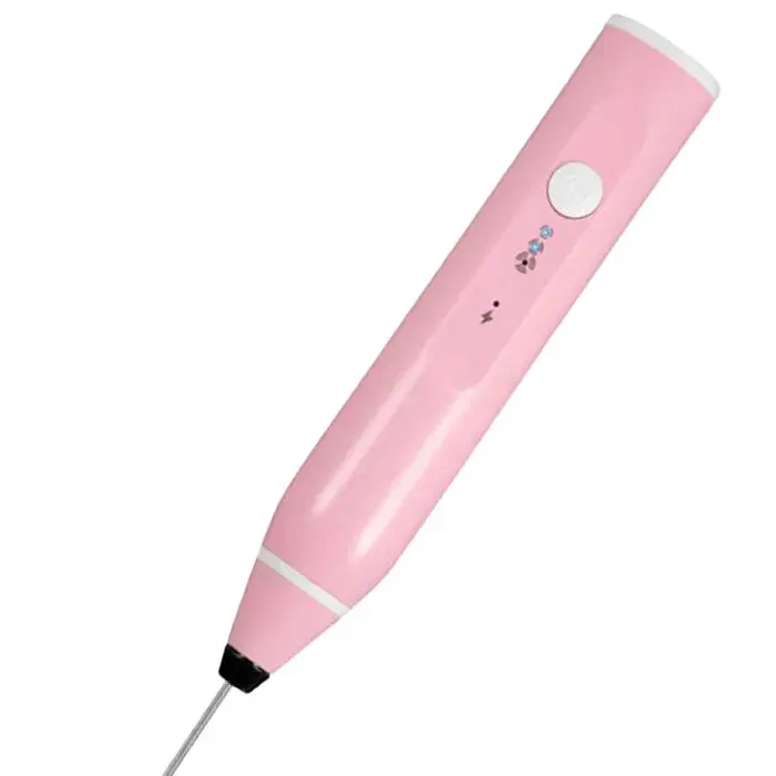 Mousseur à lait électrique avec support en acier inoxydable rechargeable à 3 vitesses