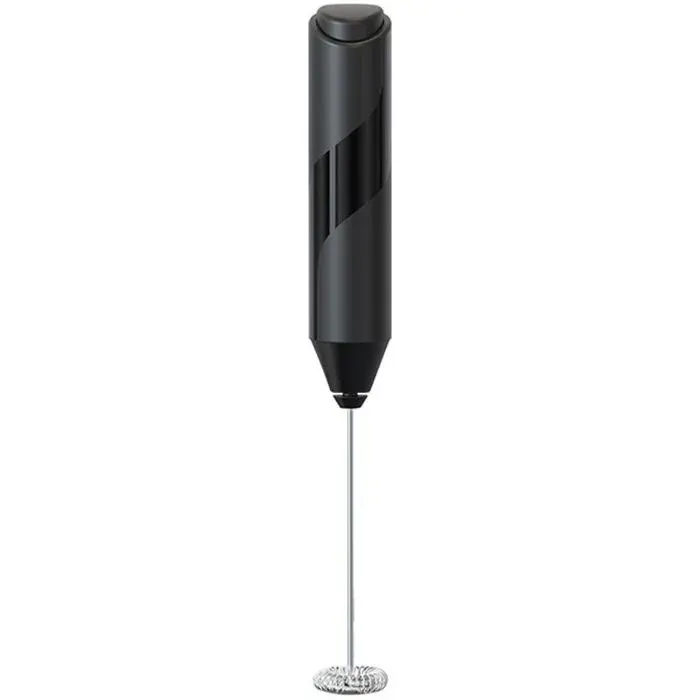 Mousseur à lait électrique en acier inoxydable portable et noir pour cappuccino crèmes et sauces