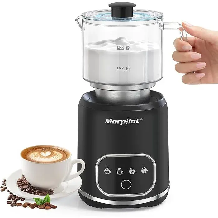 Mousseur à lait électrique en verre 4 en 1 beau à voir capacité 300 ml cappuccino ou 600 ml de lait chaud design MOUSSEUR A LAIT