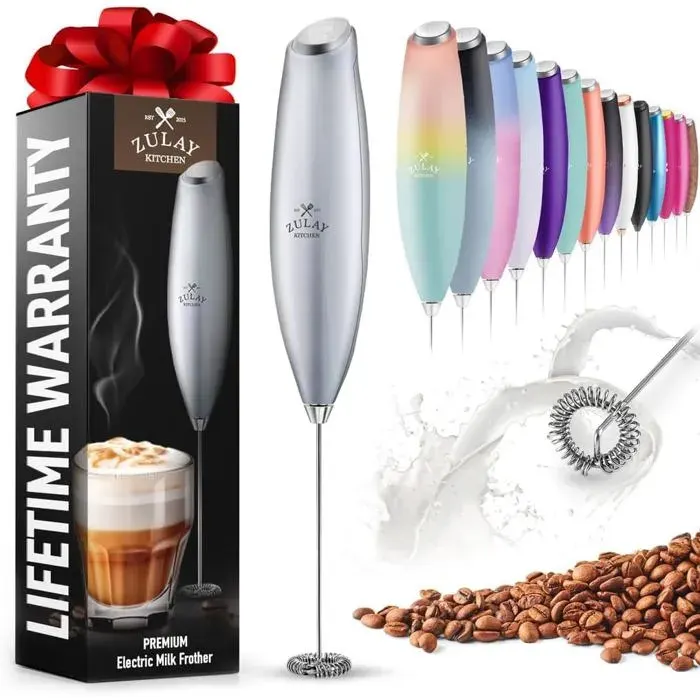 Mousseur à lait électrique - KAL - moteur titanefouet électrique mainmini mélangeur pour cafélattefrappésans supportargent