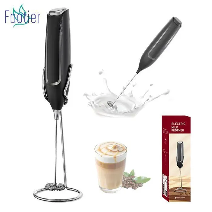 Mousseur à Lait électrique Mini Fouet en Acier Inoxydable Moteur Extra Fort et Alimenté pour Café/Café au Lait/Cappuccino/Chocolat