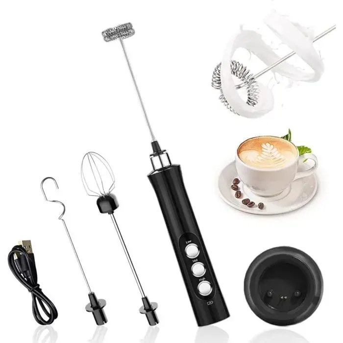 Mousseur à Lait Électrique Mousseur de Lait Rechargeable USB et Mini Fouet Electrique pour Café Crème Cappuccino Latte Cocktails