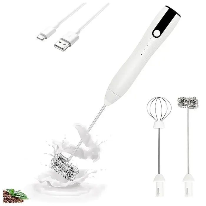Mousseur à lait électrique portable pour caféchocolat chaud et œufs-Rechargeable par USBsans fil-Blanc-165 x 3 x 3 cm-ABS