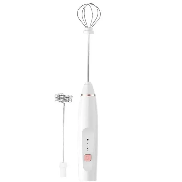Mousseur à lait électrique portatif inox 304 2 Têtes de mélange 3 Vitesses Fonctionnement sans fil et silencieux Chargement USB