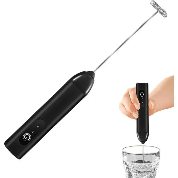 Mousseur à lait électrique rechargeable - Convient pour le café le latte le lait les œufs le café la crème noir.