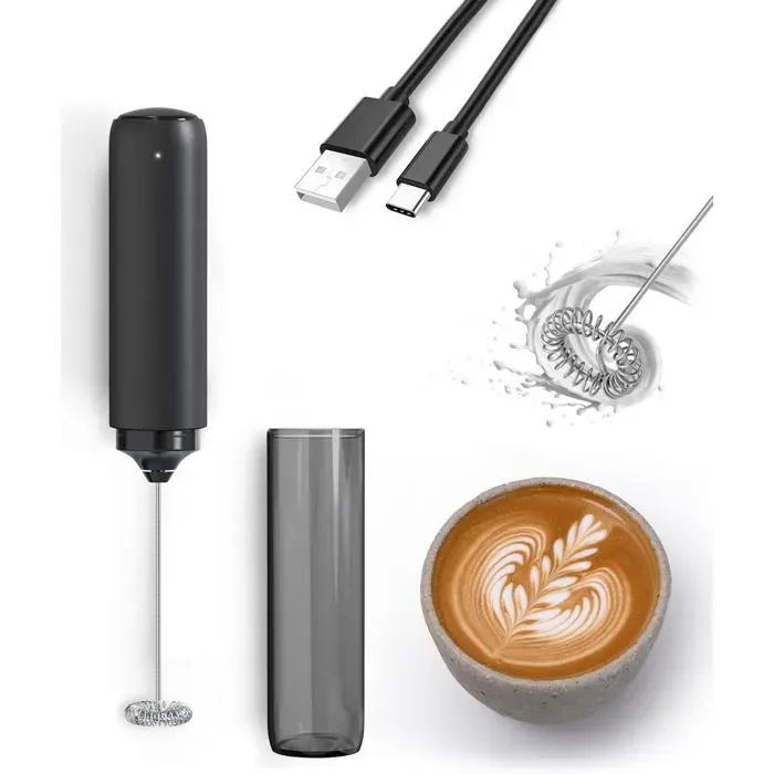 Mousseur à Lait Électrique Rechargeable Mousseur a Lait Mini portable Mixeur pour Café/Café au Lait/Cappuccino/Chocolat Chaud