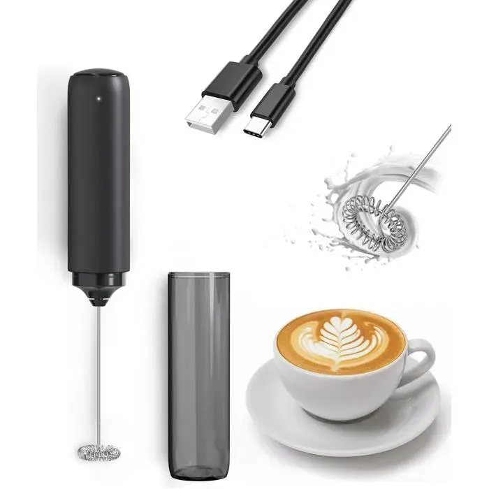 Mousseur à Lait Électrique Rechargeable Mousseur a Lait Portable Mini Mixeur pour Café/Café au Lait/Cappuccino/Chocolat Chaud