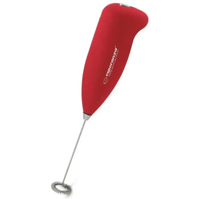 Mousseur à lait - ESPERANZA - EKF001R - Rouge - Pour cappuccino - Petit électroménager