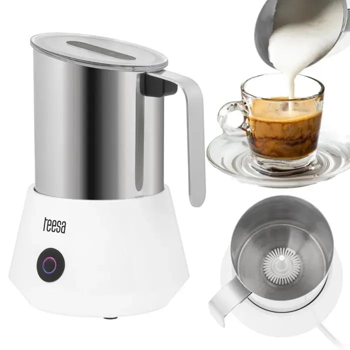 Mousseur à Lait Induction Teesa AROMA F50 Inox Mousse Chaude et Froide 360° Lavable au Lave-Vaisselle