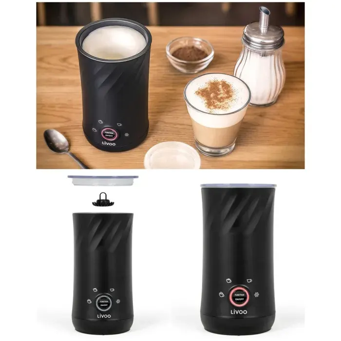 Mousseur à lait - LIVOO - 4 en 1 - 500 W - 300/150 ml - 4 fonctions (chaud/froid mousse dense/légère)