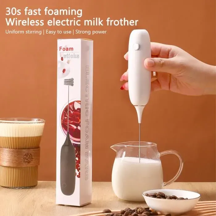 Mousseur à lait - MOMOTOU - Blanc - Acier inoxydable - Sans fil - Multifonctionnel