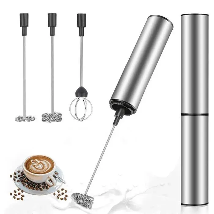Mousseur à lait - SONEW - Fouet électrique portatif - Rechargeable USB - 3 têtes de rechange - 800 mAh
