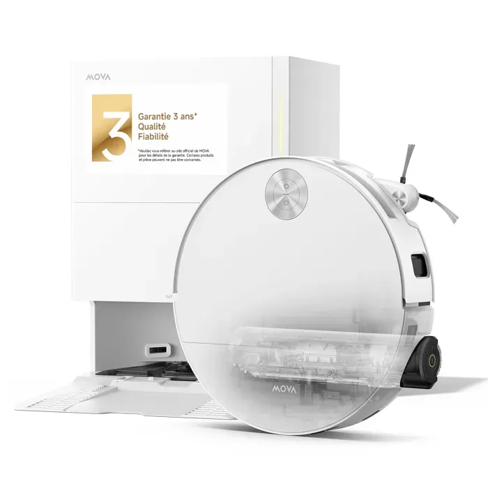 MOVA S70 Roller Lite Robot aspirateur laveur avec station 24000Pa lavage à 60°C navigation Dual-Laser sac à poussière 3.2L
