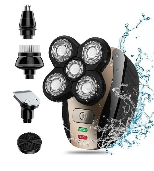 MTEVOTX Rasoir électrique pour hommes Rasoir électrique 5 en 1 4D Tondeuse à Barbe rechargeable étanche pour le visage (Noir)