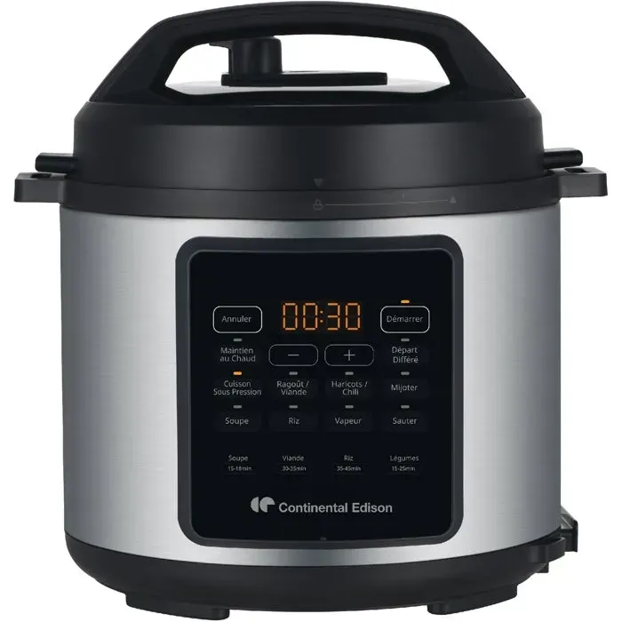 Multicuiseur Autocuiseur sous pression - CONTINENTAL EDISON - CEMCSP10006L - 6 L - 1000 W - Noir et inox