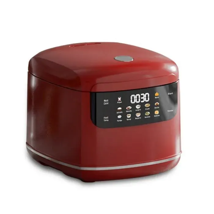 Multicuiseur électrique multifonction 2L 10 programmes minuterie revêtement antiadhésif 400W rouge