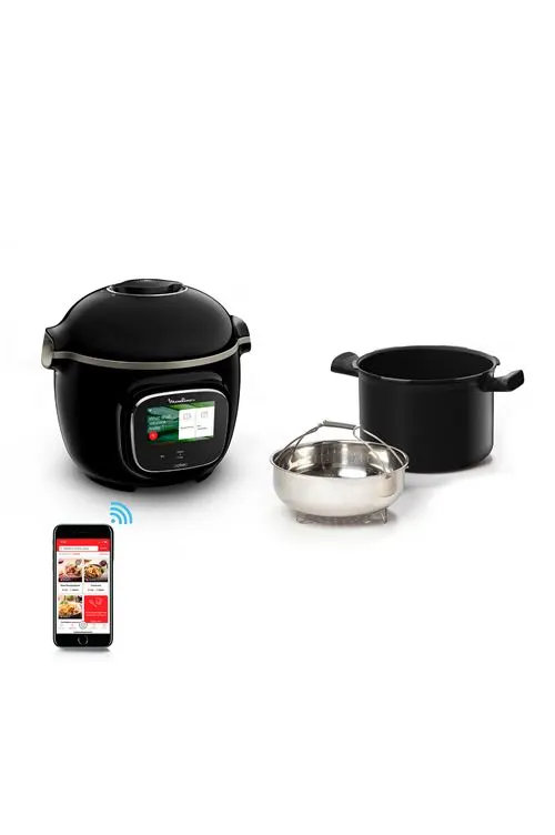 Multicuiseur Moulinex Cookeo Touch Wifi 6L Ecran tactile, Recettes illimitées, 13 modes de cuisson - Noir CE902800