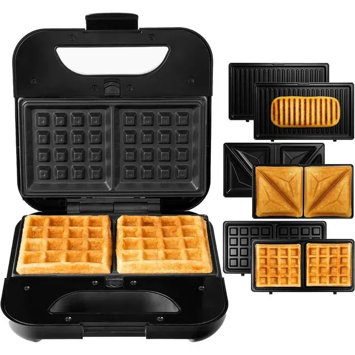 Multifonction Appareil Croque Monsieur 3 En 1 Avec Plaques Interchangeables - Gaufrier Panini Grill Appareil A Croque Mons[AA192]